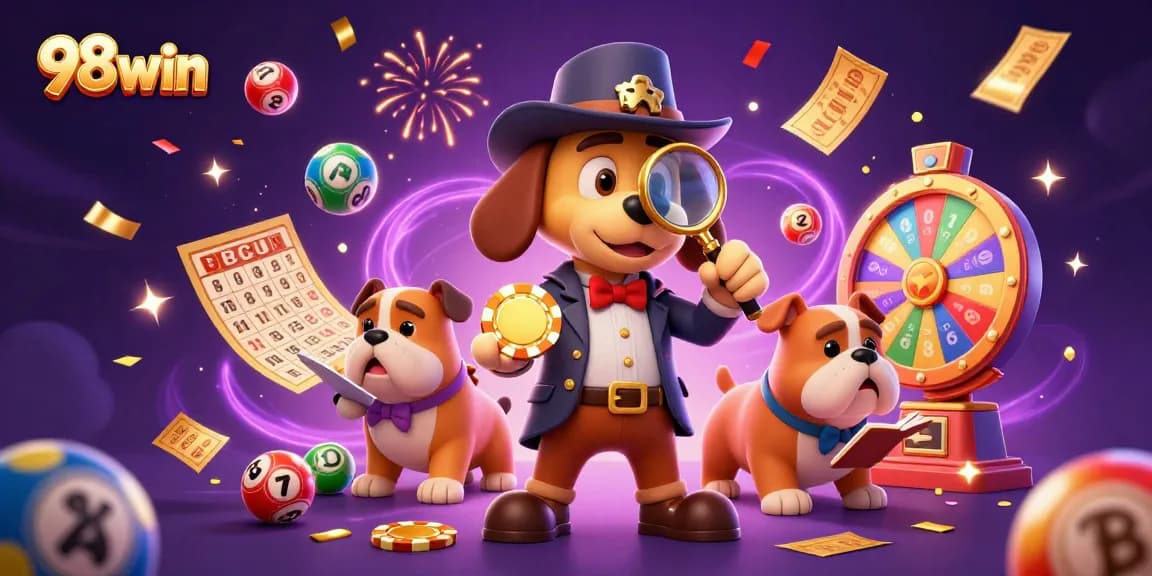 Experience the thrill of 98win with a detective uncovering poker secrets amidst vibrant casino action.