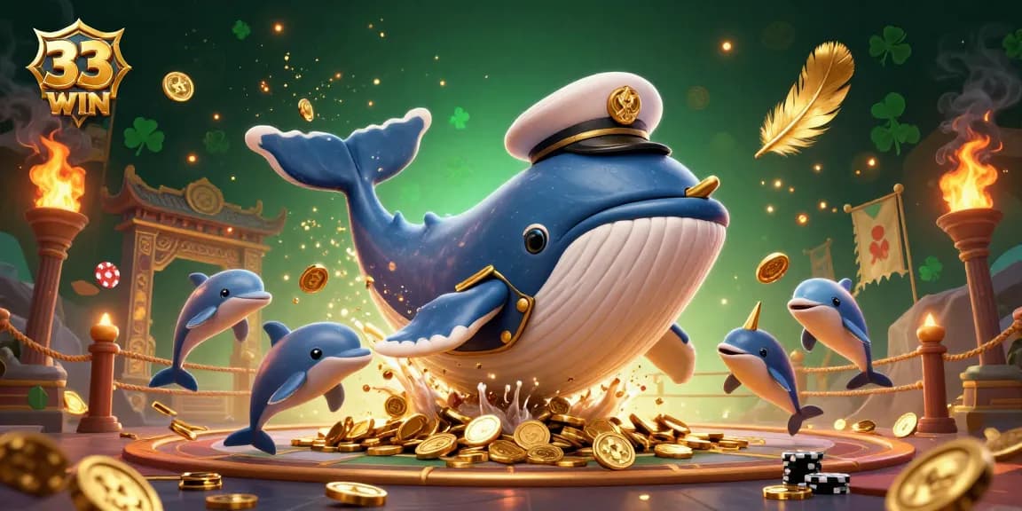 Engage in thrilling gameplay with 33WIN as the giant whale and friends explore the world of casino gaming.