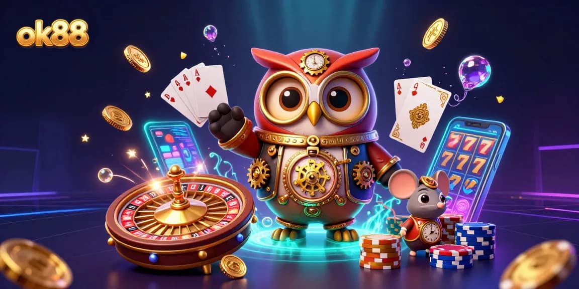 Experience thrilling moments at ok88 with vibrant casino games and animated characters.