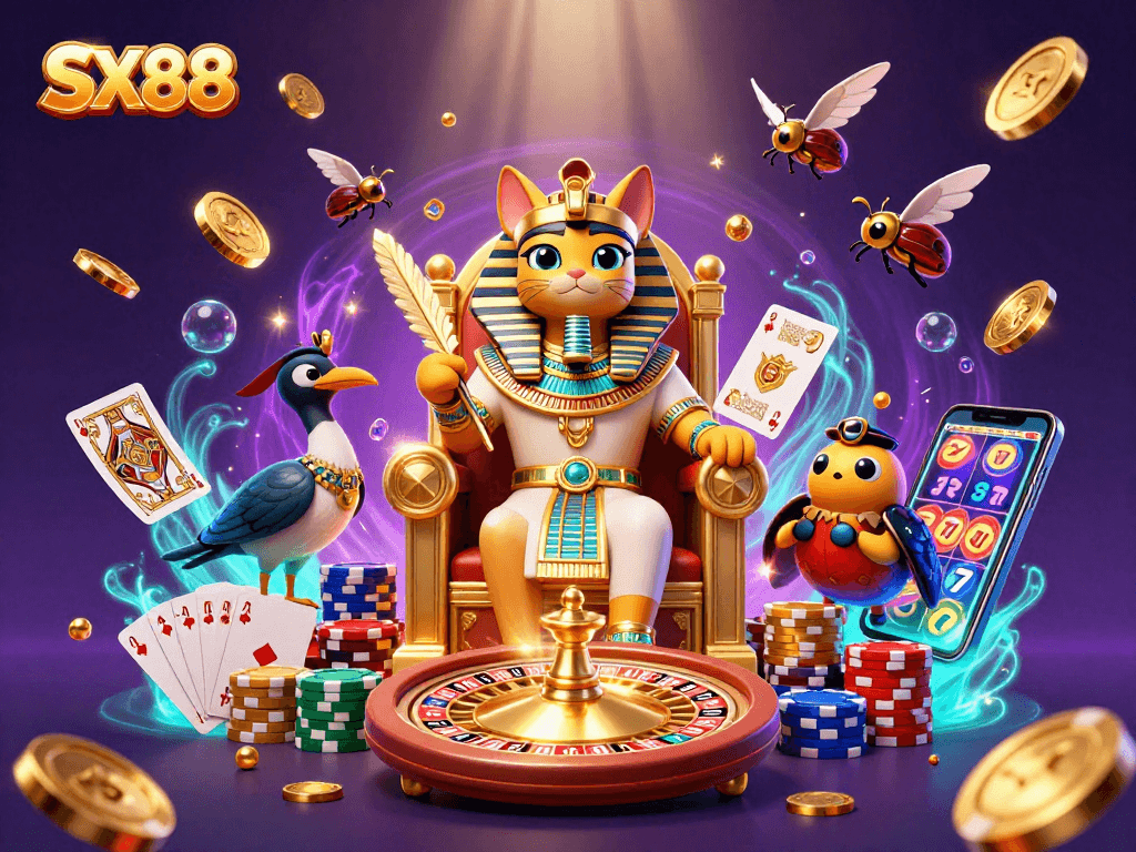SX88 captivates players with vibrant scenes of gaming excitement featuring rich casino elements.