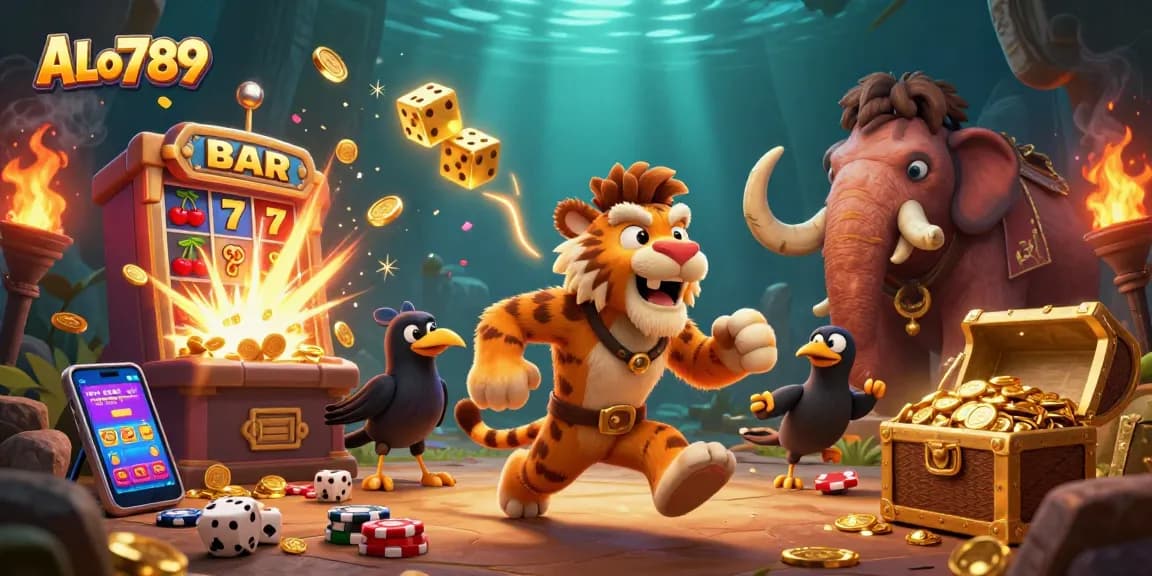 Engage with ALo789's thrilling gaming experience in a prehistoric casino with exciting jackpots.