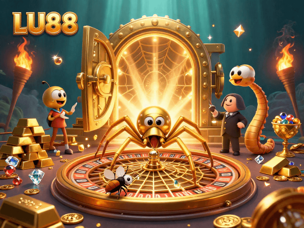 LU88 players placing bets at a roulette wheel web in a dynamic casino scene.