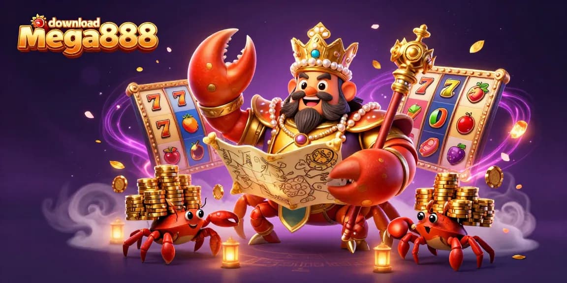 Engage with the fun of download mega888 featuring a grand golden crab representing luck and treasure!