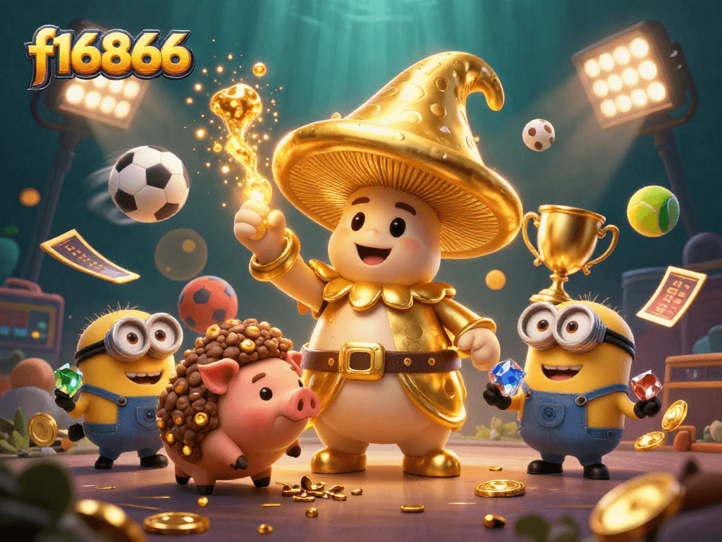 Experience thrilling wins at f16866 with dynamic sports gambling action in a vibrant 3D casino scene.