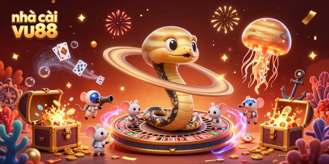 Place bets on the cosmic roulette with nhà cái vu88 in this dynamic casino scene.