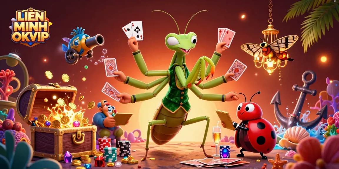 Engage in thrilling gameplay with LIÊN MINH OKVIP featuring vibrant casino elements and characters.