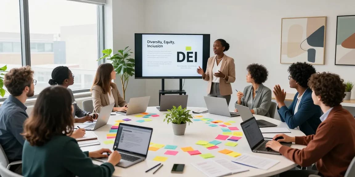 Inclusieve trainingsomgeving met diversiteit en samenwerking in een moderne kantoorruimte