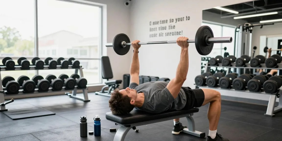 Prime Pharma Steroïden Winkel: Fitness fanatiekster die traint in een moderne gym met gewichten en een motiverende omgeving.