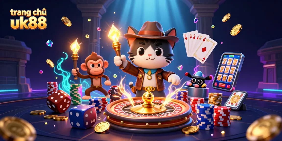 Engage with the enchanting world of trang chủ uk88 at this golden casino artifact scene.