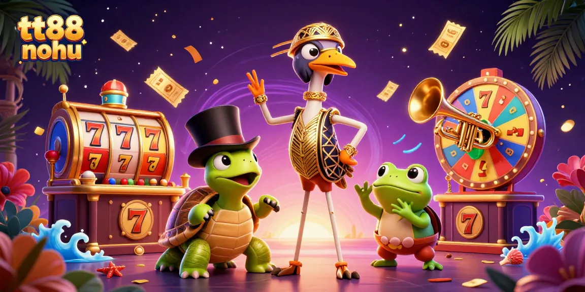Engage with tt88 nohu as colorful slot reels bring jackpots and excitement in this vibrant casino scene.