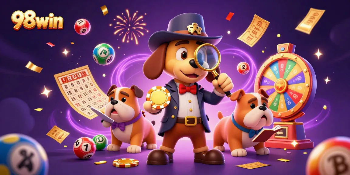Experience the thrill of 98win with a detective uncovering poker secrets amidst vibrant casino action.