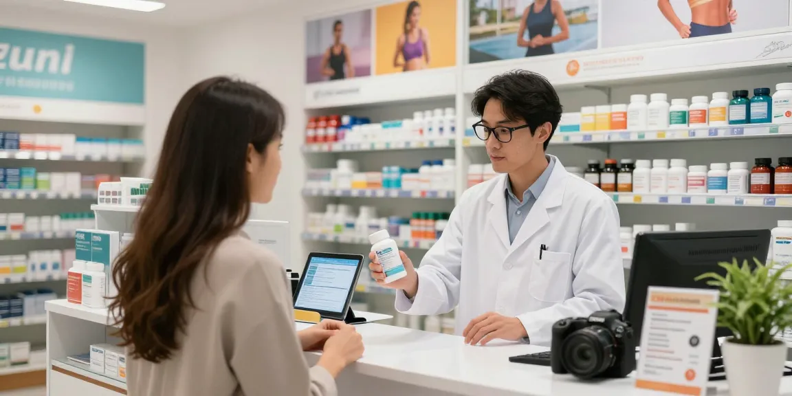 Een klant krijgt advies over gezondheidsproducten in de Unique Pharma Shop.