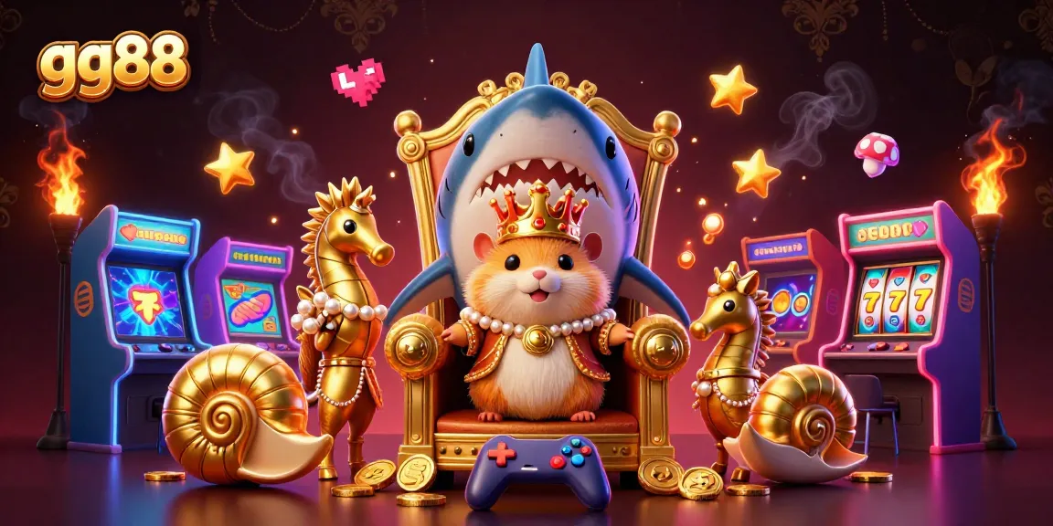 Experience the thrill of gaming with gg88 featuring a golden hamster king and colorful arcade elements