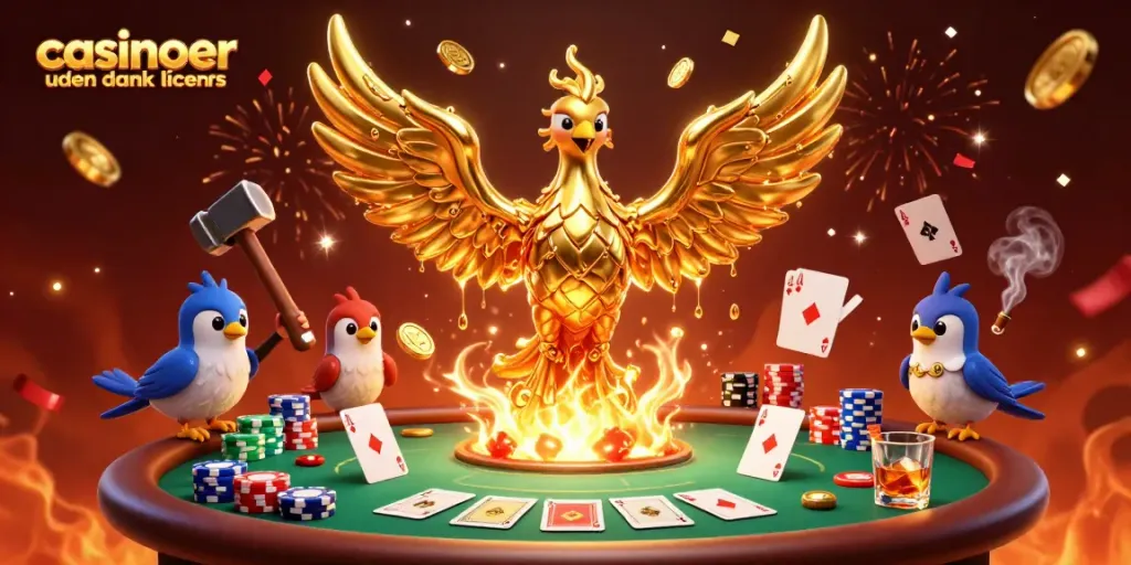 Experience the excitement of casinoer uden dansk licens with a stunning phoenix rising from gold coins.