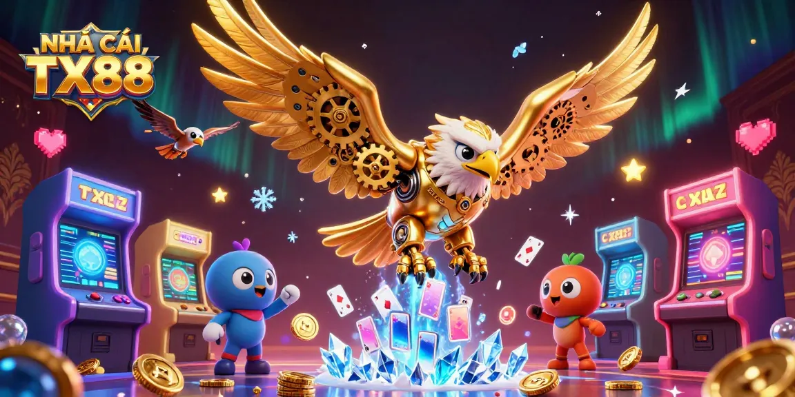 Experience thrilling gameplay with NHÀ CÁI TX88's vibrant and engaging 3D casino illustration.
