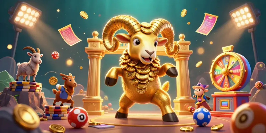 Engage with xổ số febet through vibrant 3D lottery themed scene featuring dynamic elements and captivating visuals.