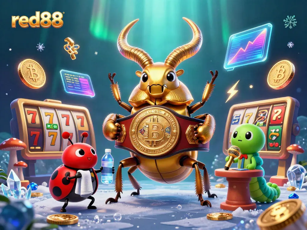 Join the action at red88 with a giant beetle boxing champion, showcasing vibrant slot gaming elements.