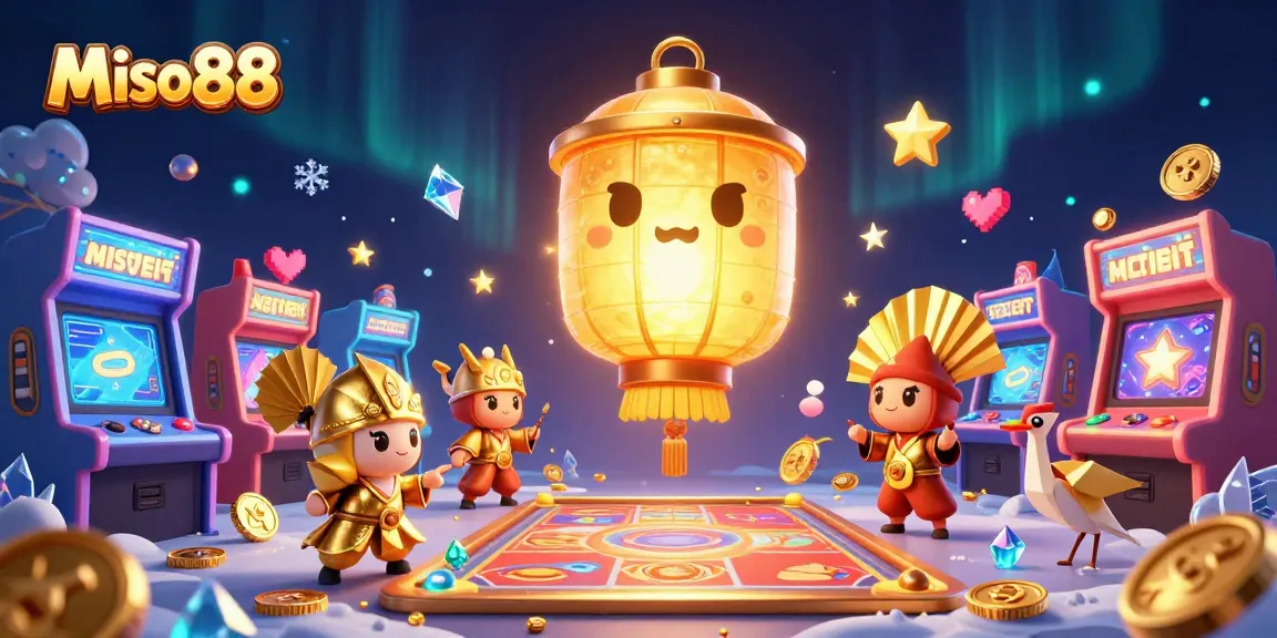 Miso88 players enjoy thrilling 3D casino games with vibrant characters and glowing arcade elements.