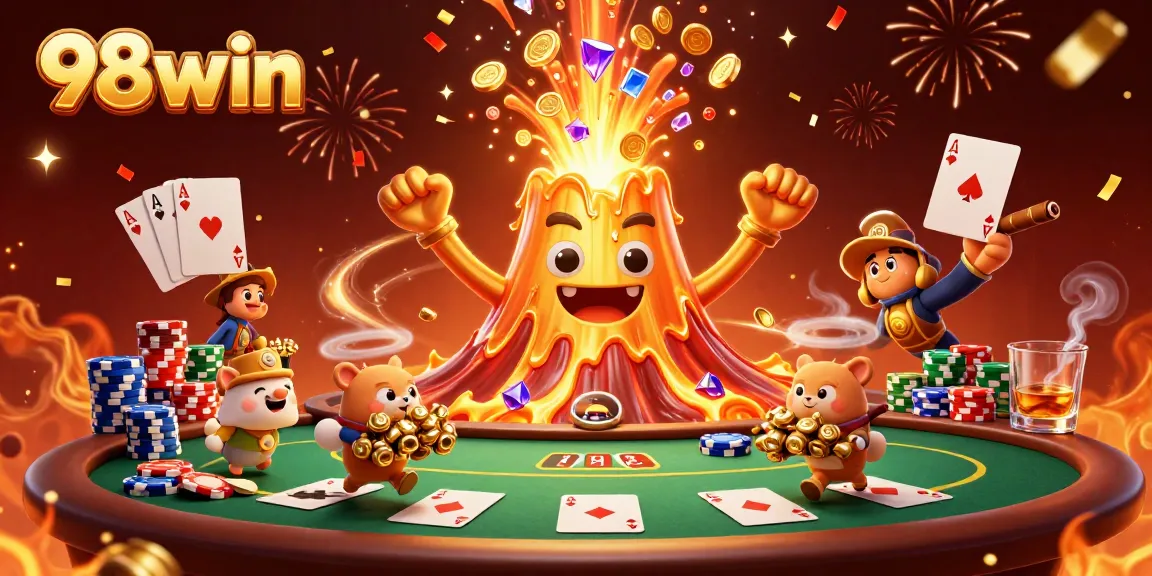 Experience the excitement of 98win as the golden volcano erupts with treasure!