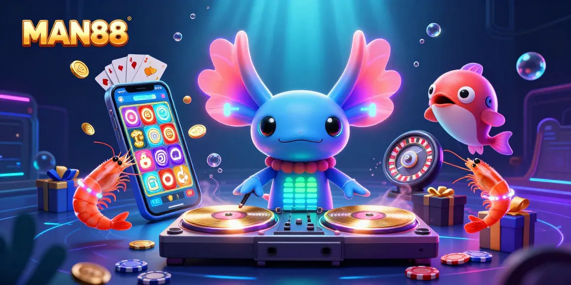 Engage with exciting games at MAN88, featuring vibrant casino characters and dynamic gaming elements.