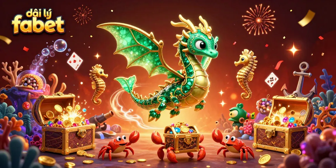 Engaging đại lý fabet promotional scene featuring a vibrant sea dragon and magical treasure