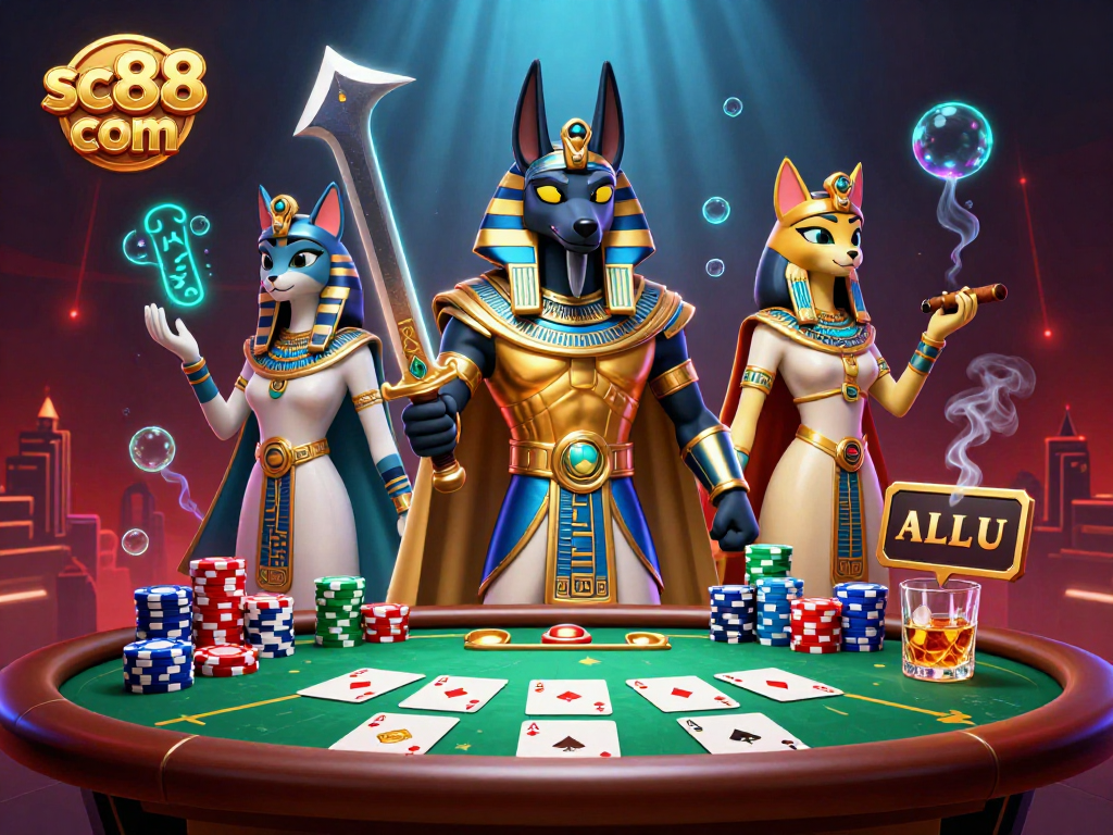 Engage in thrilling poker strategies and win with sc88 com's vibrant 3D illustration.