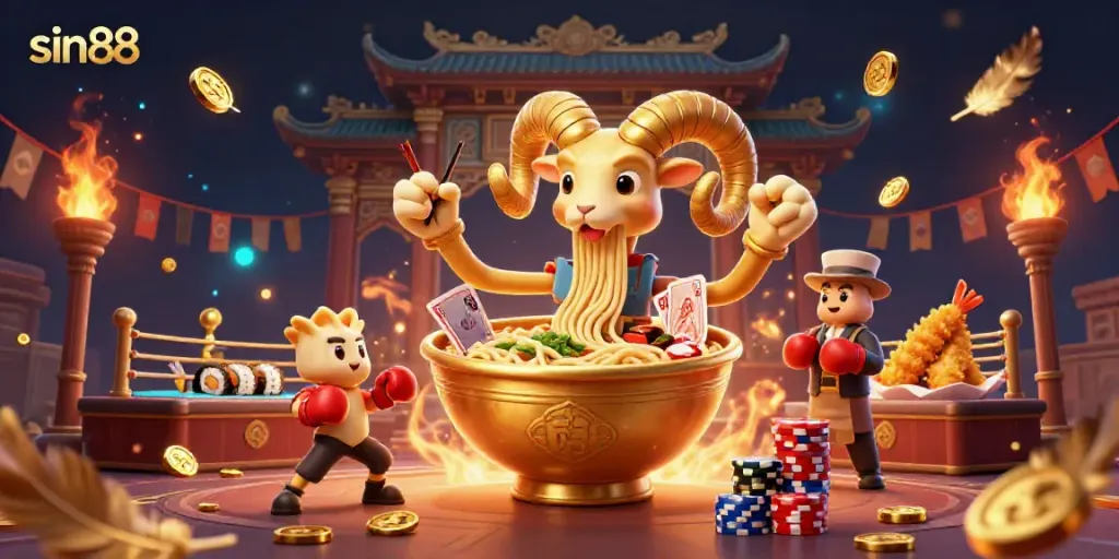 Experience vibrant gambling action with sin88's creative characters in a rich casino atmosphere.