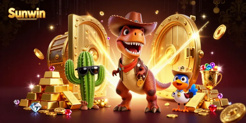 Sunwin invites players to enjoy thrilling winnings in a dynamic 3D casino scene filled with treasures.