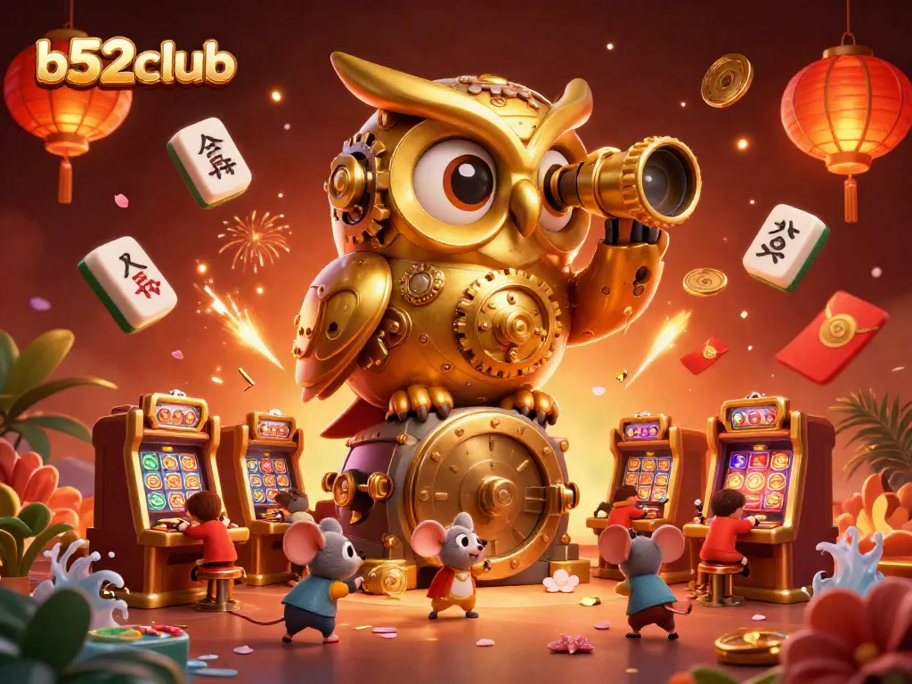 Experience thrilling fun at b52club with vibrant casino elements and characters