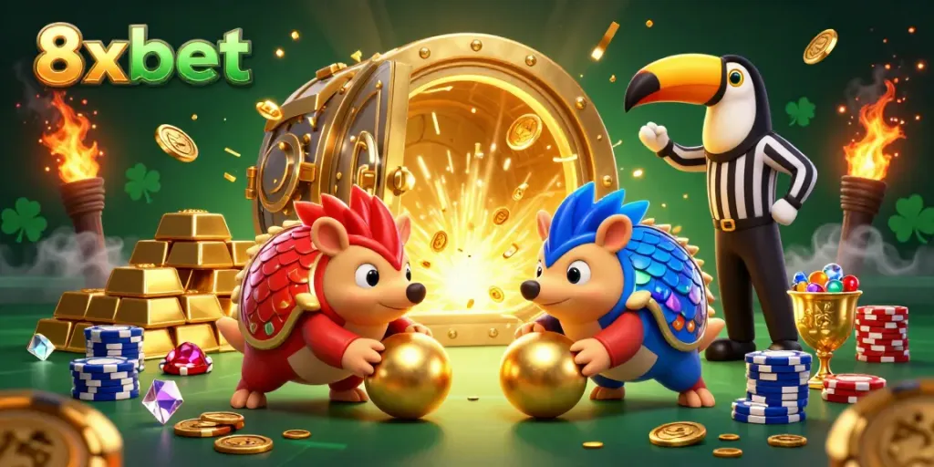 Engage in thrilling gambling action at 8xbet with colorful pangolins and dazzling casino treasures.