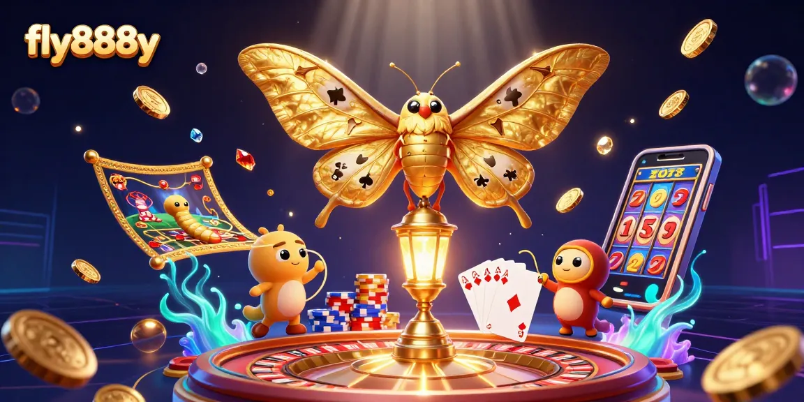 Experience the casino magic with fly888y as golden wings unfold, revealing exhilarating gaming scenes.