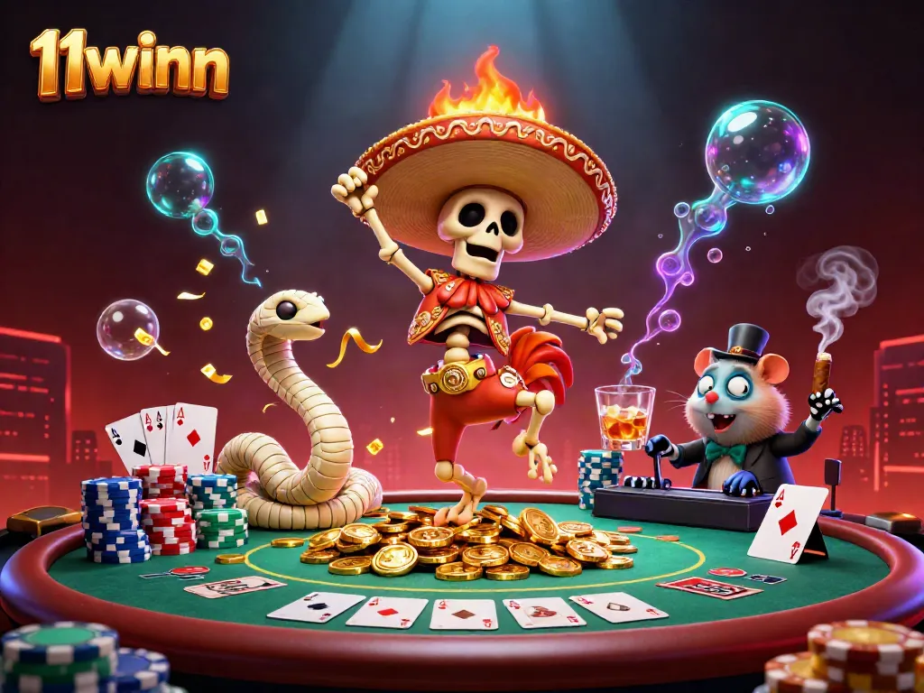 Experience thrilling gameplay at 11winn with vibrant 3D casino characters celebrating big wins.