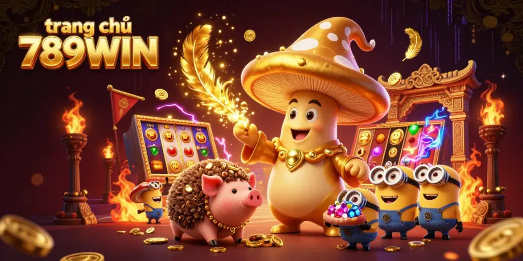 Play exciting games and explore the offerings at trang chủ 789WIN with this vibrant 3D illustration.