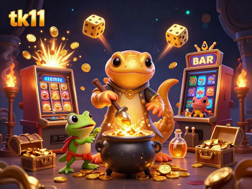 Experience the excitement of tk11 with a vibrant alchemist scene in a rich casino environment.