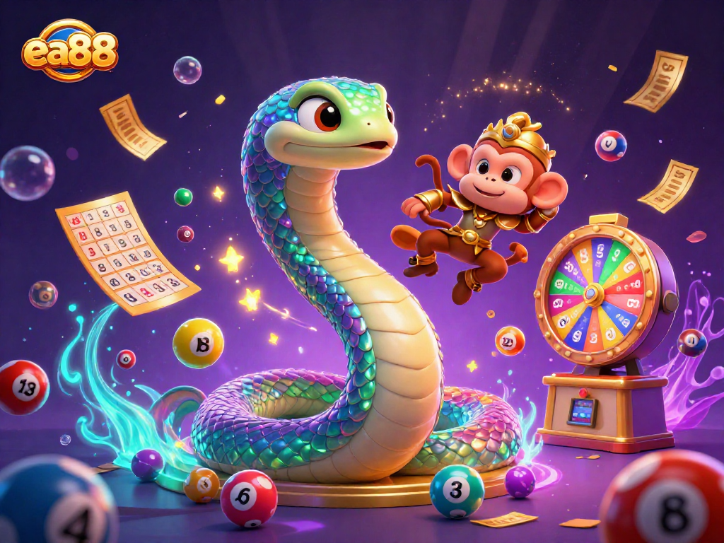 Experience thrilling gameplay at ea88 casino with vibrant illustrations and dynamic lottery elements.