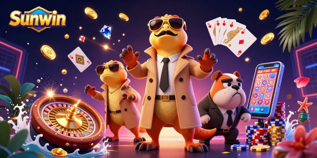 Sunwin offers exciting online gambling experiences with vibrant casino elements and fun characters.