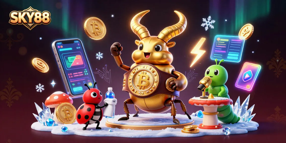 Engage with exciting casino action at SKY88, featuring a vibrant boxing match illustration with crypto elements.
