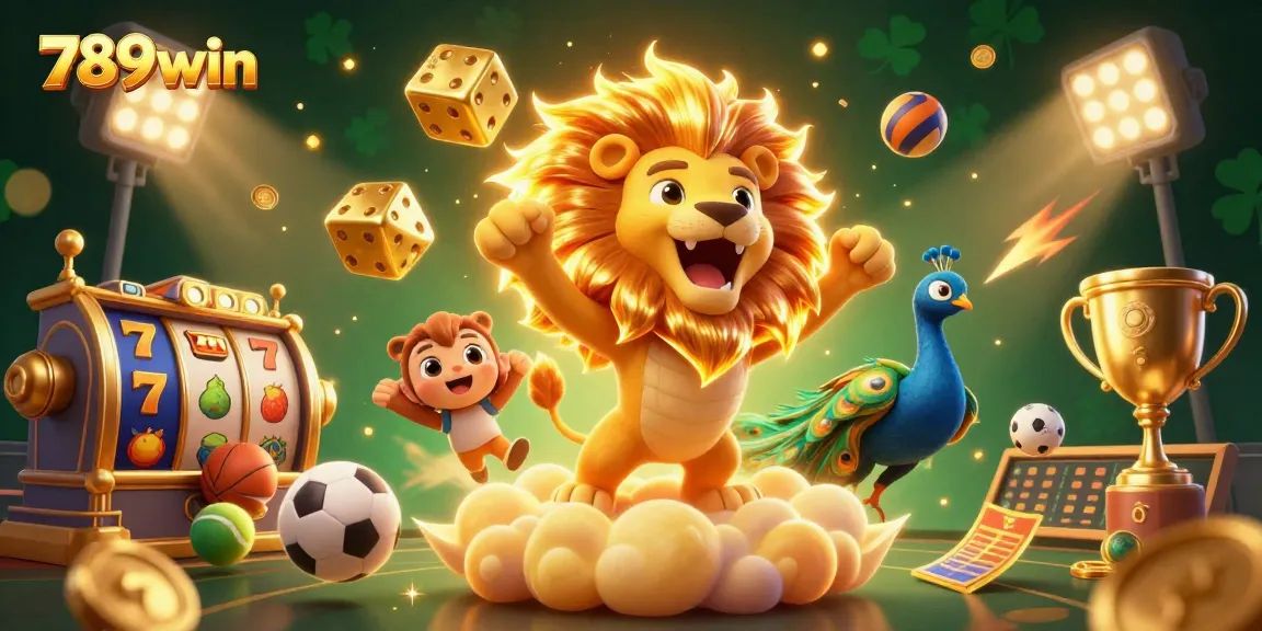 Experience the thrilling action of 789win with dynamic casino elements in a vibrant 3D illustration.