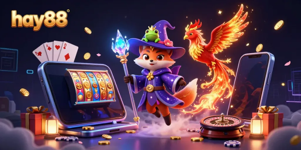 Experience the magic of hay88 with a wizard fox, phoenix, and exciting casino games.