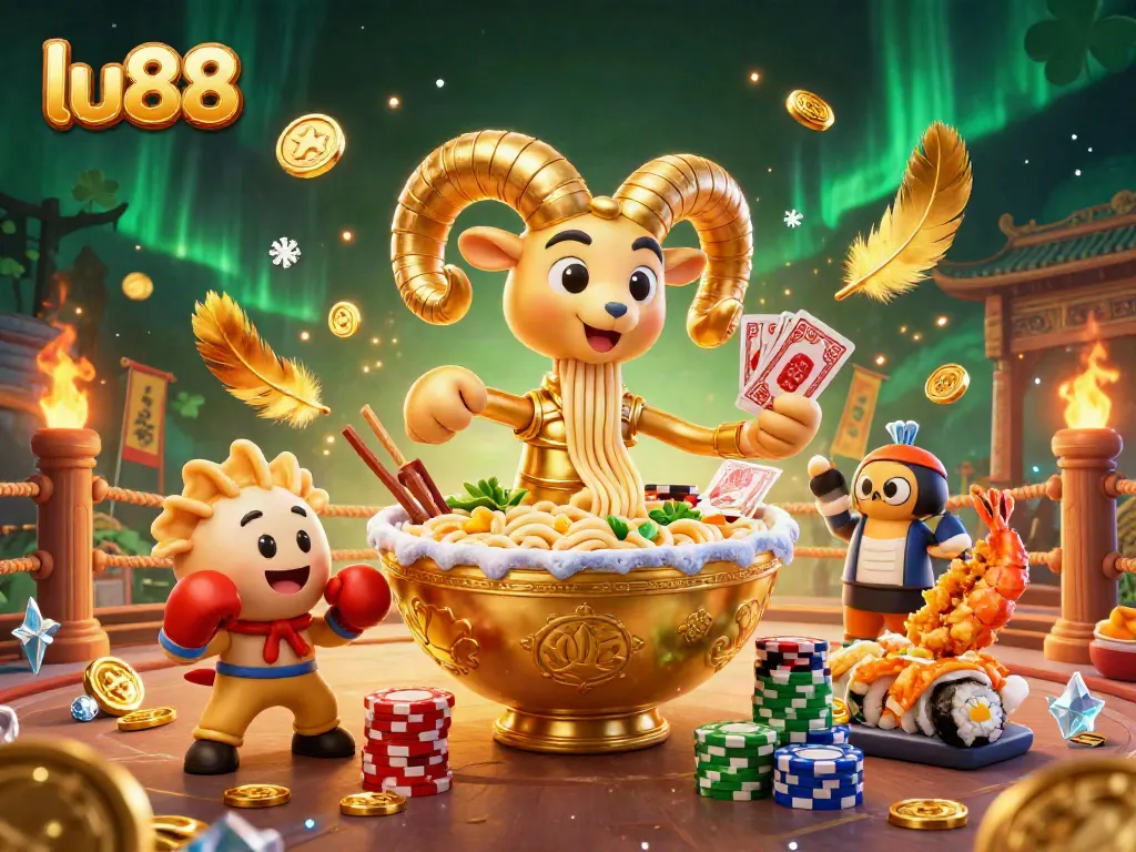 Experience the vibrant action at lu88 with a playful cartoon casino scene featuring dynamic characters in 3D.
