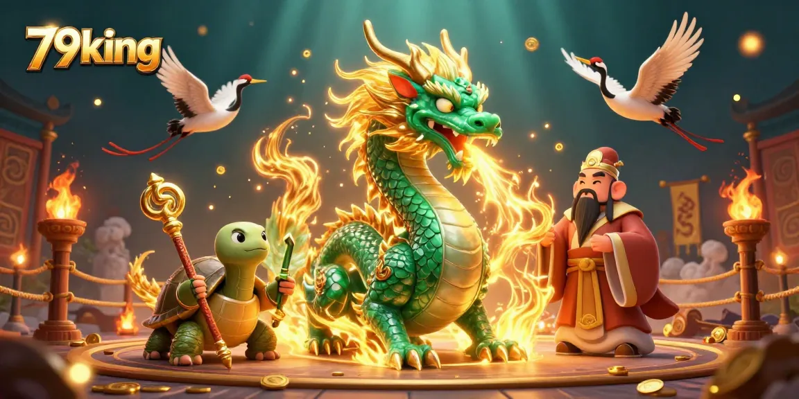 Experience thrilling wins with 79king in a dynamic casino scene featuring dragons and fortune elements.