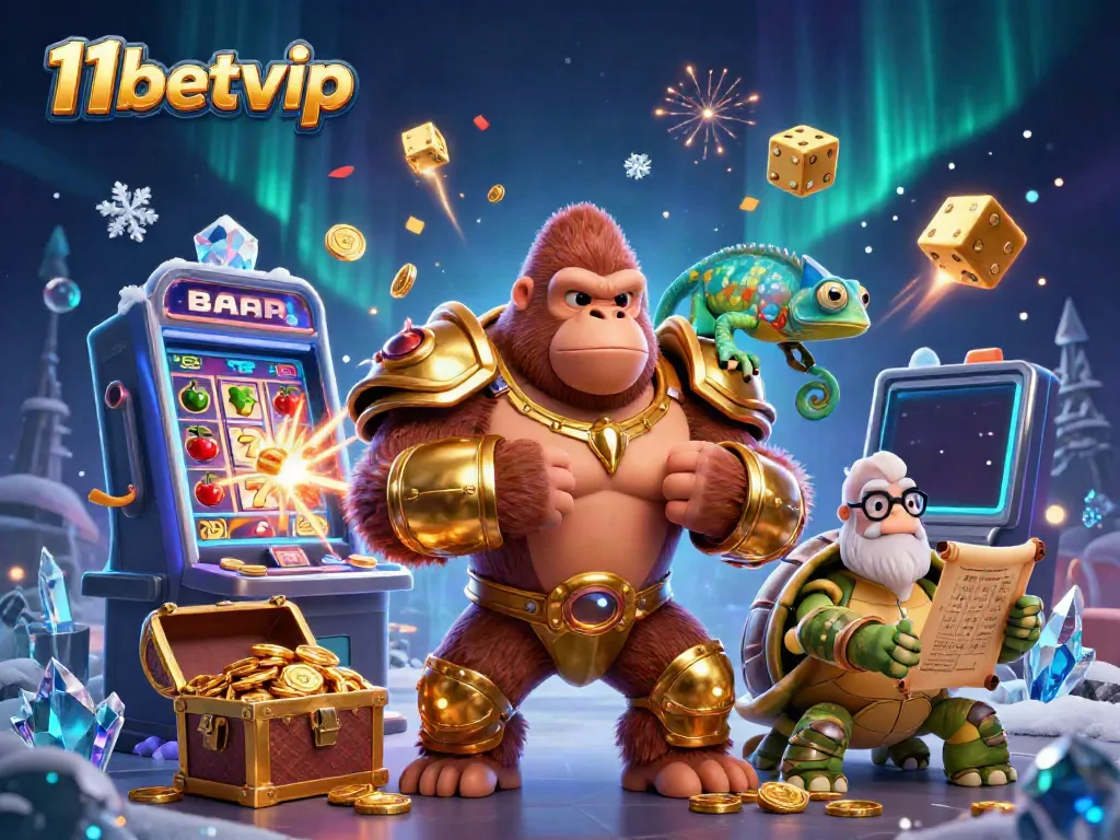 Experience the excitement of 11betvip with a vivid 3D casino scene illustrating thrilling jackpot wins and dynamic characters.