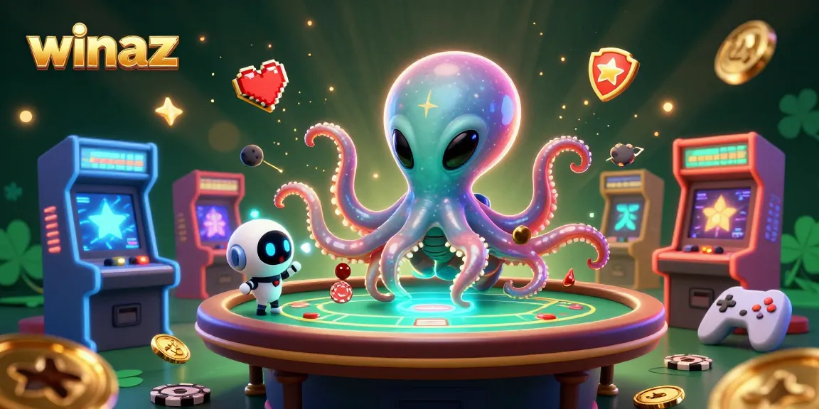 Experience thrilling poker action with the cosmic winaz octopus and robotic companion!