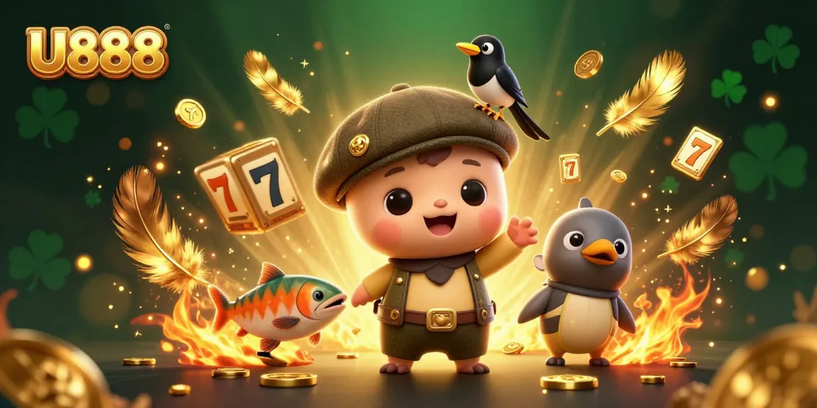 Spin the reels at U888 with adorable Nessie and friends, enjoying a thrilling slot experience.