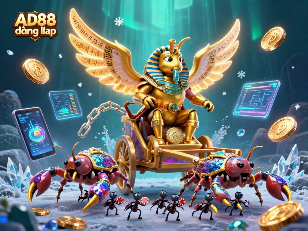 Engage with AD88 đăng nhập in this vibrant casino illustration featuring a cosmic beetle and dynamic gaming elements.