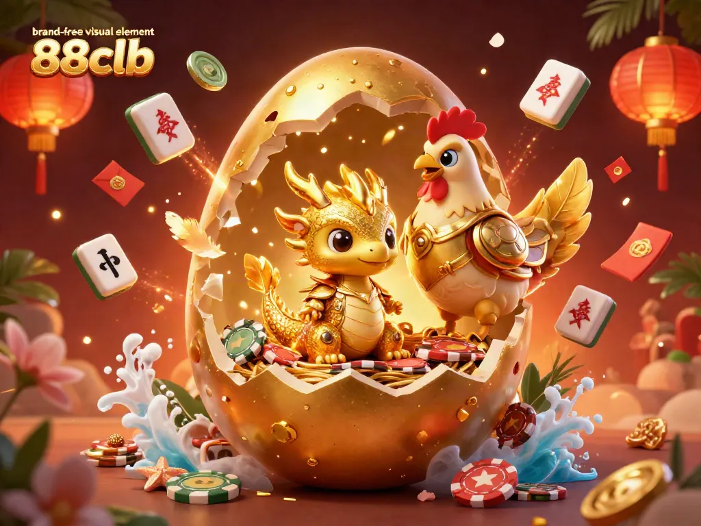 Experience the vibrant scene of logo 88clb with a golden dragon amidst dynamic casino elements.