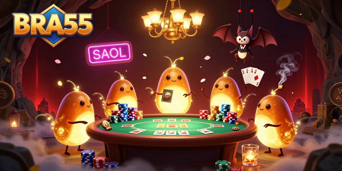 Experience thrilling gambling action at BRA55 with vibrant glowworms leading a casino scene.