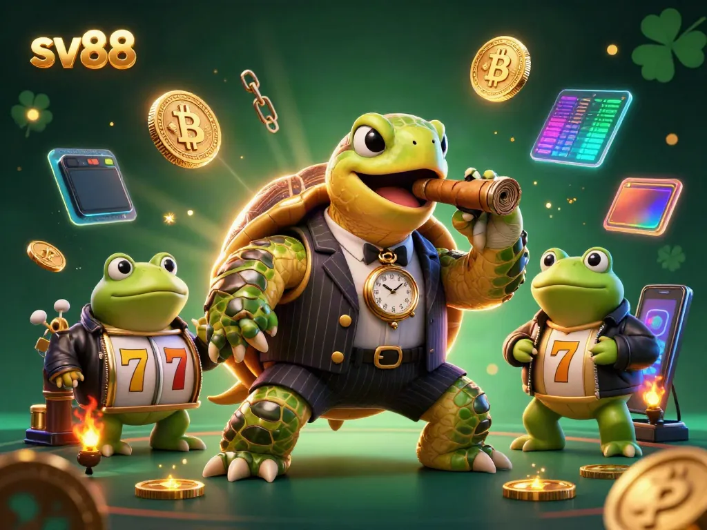 Play sv88 with immersive casino excitement featuring a snapping turtle and bullfrog enforcers.