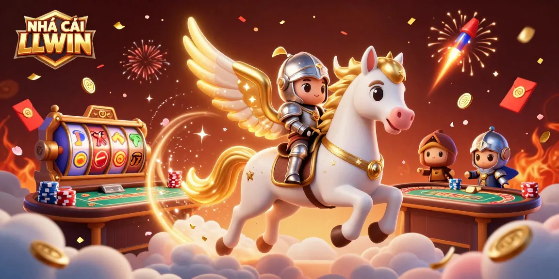 Engage with NHÀ CÁI LLWIN through an exciting 3D casino illustration featuring dynamic game elements.
