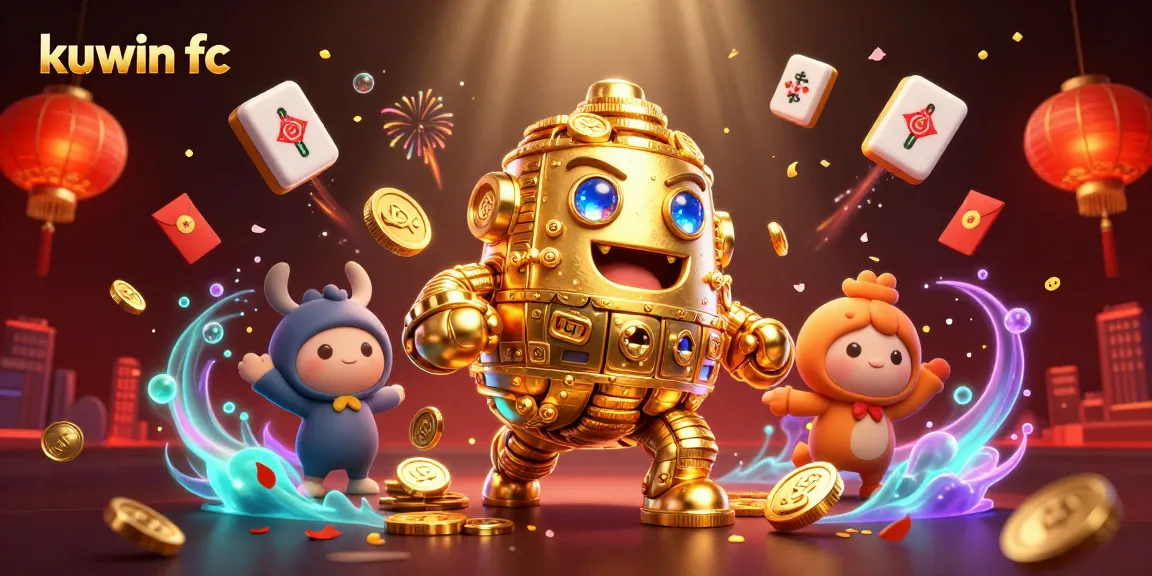 Engage in thrilling gameplay with kuwin fc's vibrant 3D casino illustration, showcasing exciting gambling elements.